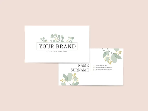 Foliage White Business Card Template Vector — Stock Vector