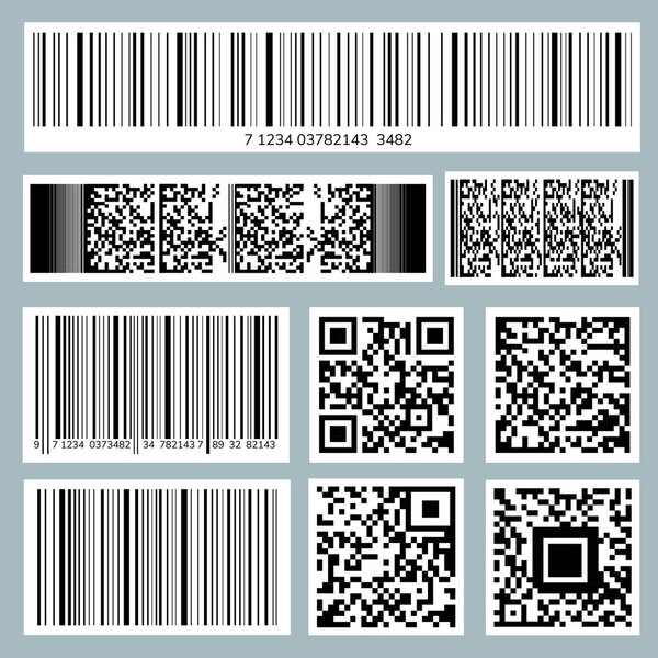 Набор векторов штрих-кода и QR-кода