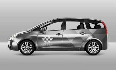 Gümüş minivan 3D yan görünüm