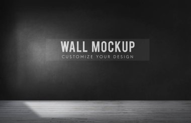 Siyah duvar mockup boş oda