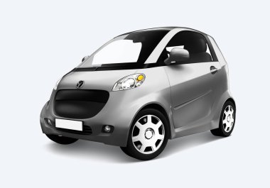 Gümüş microcar 3D yan görünüm