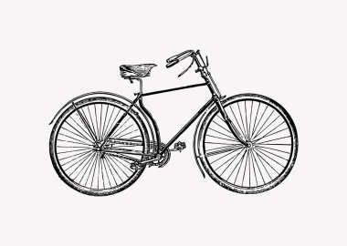 Vintage two wheel bicycle engraving clipart