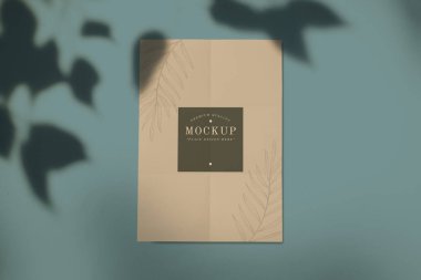 Premium kalite kartı mockup bir yaprak tasarımı ile