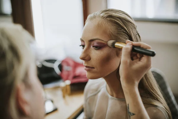 Modell Hennes Makeup Gjort — Stockfoto