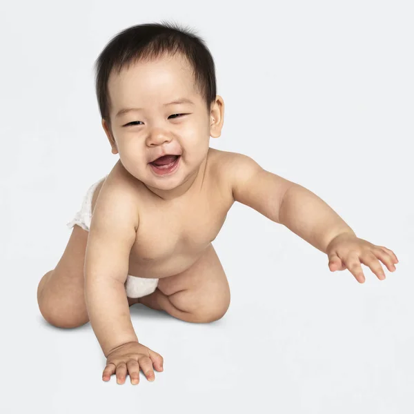 Pequeno Bebê Rastejando Chão — Fotografia de Stock
