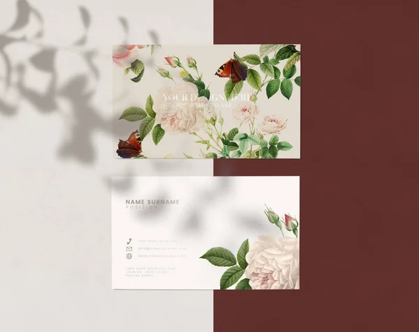 Plantilla Tarjeta Visita Floral Maqueta —  Fotos de Stock