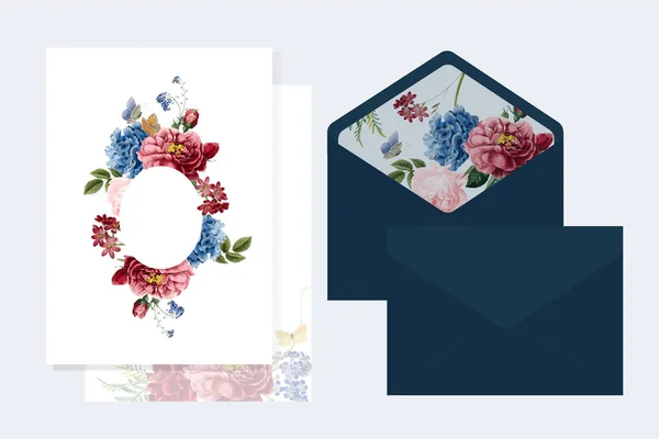 Ilustración Maqueta Tarjeta Invitación Floral —  Fotos de Stock