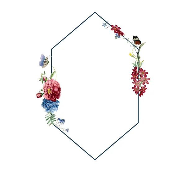 Квіткова Рамка Ілюстрація Дизайну Карт — стокове фото