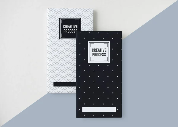 Czarno Białe Wzorzyste Makiet Notebook — Zdjęcie stockowe