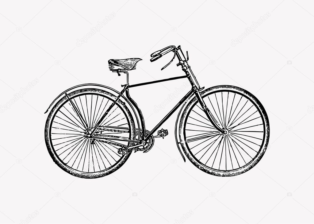 Vintage two wheel bicycle engraving