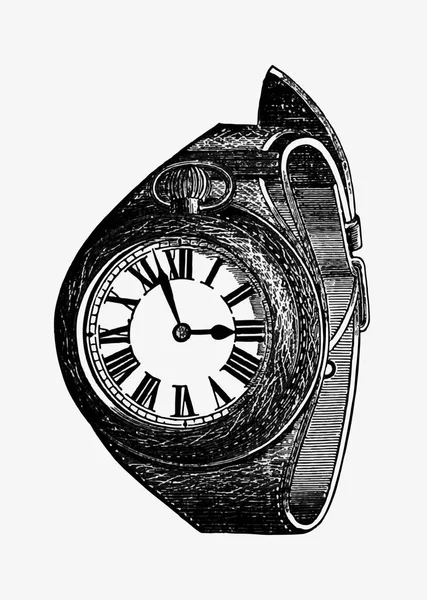 Vintage Relógio Pulso Vetor Gravura —  Vetores de Stock