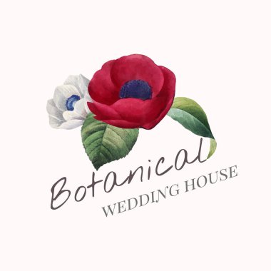 Botanik düğün logosu vektörü