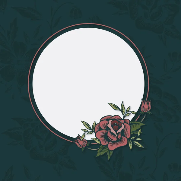 Floral Circle Framed Banner Vector — Stock Vector