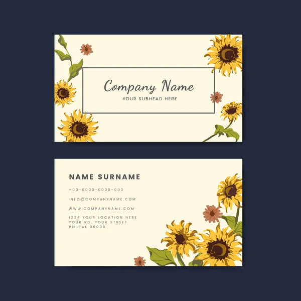 Business Card Templates Decorative Sunflower Design — Stock Vector