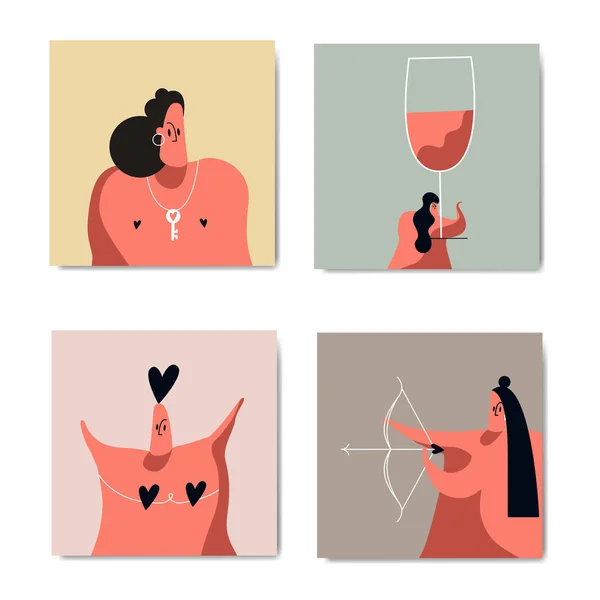 Personaggi San Valentino Day Set Vector — Vettoriale Stock