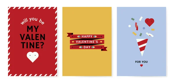 バレンタイン 日カード セット デザイン ベクトル — ストックベクタ