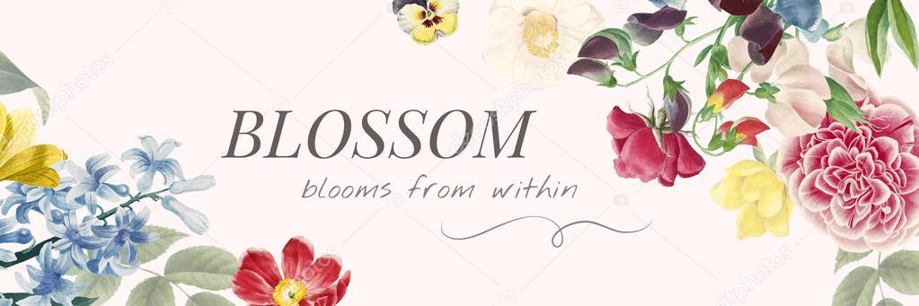 Floral blossom spring banner vector