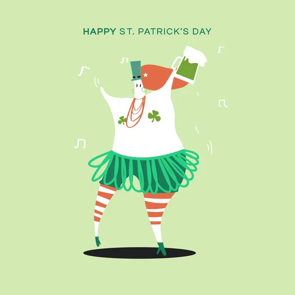 Happy Patrick Day Dansande Karaktär Vektor — Stock vektor