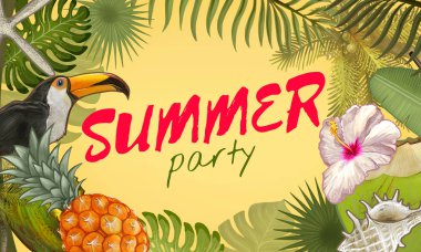 Tropikal yaz parti davetiye tasarım