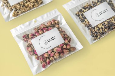 Organik çay marka ve mockup ambalaj