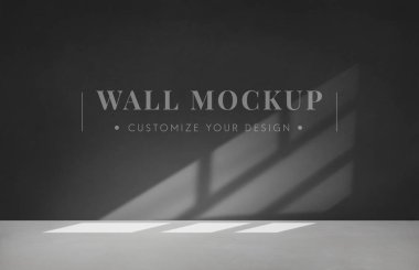 Bir koyu gri duvar mockup boş oda