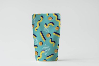 Renkli ürün ambalaj poşet mockup