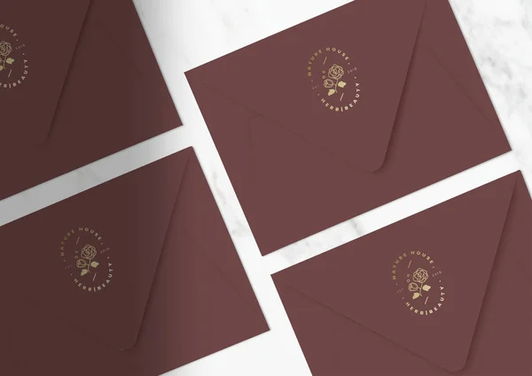 Burgundy Invitation Card Envelope Mockups — Stock Photo, Image