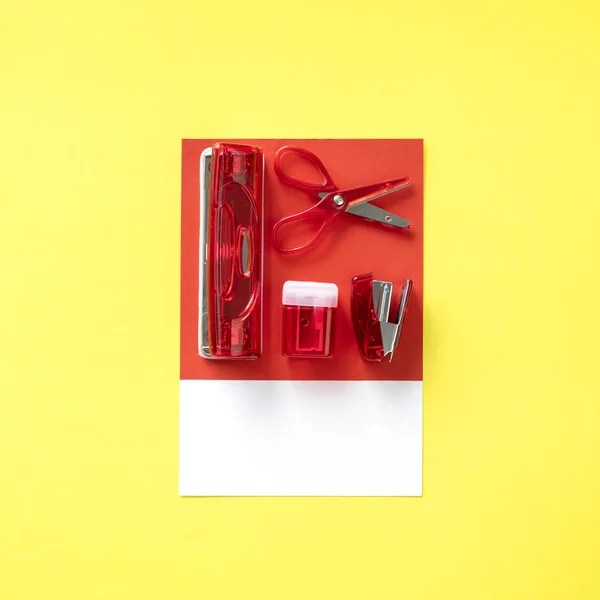 Red Set Office Supplies — Stock Photo, Image