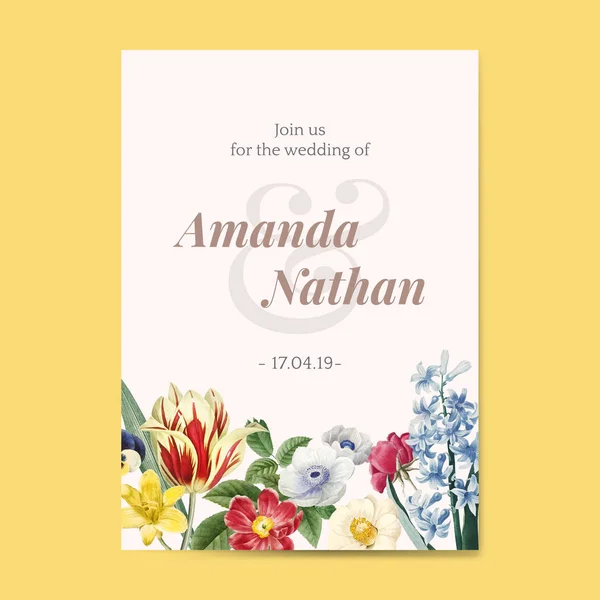 Floral Wedding Invitation Card — Stock Photo, Image