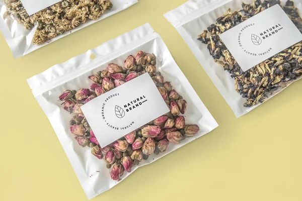 Organic Tea Branding Packaging Mockup — Stock Photo, Image