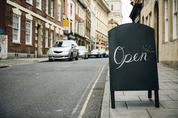 Standing frame of an open sign for business