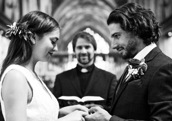 Bride and groom at the altar