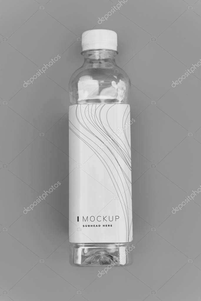 Design space on a water bottle label mockup