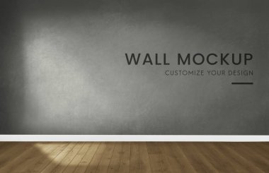 Bir koyu gri duvar mockup boş oda