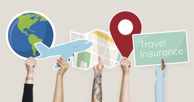 Seyahat simgeler clipart holding eller