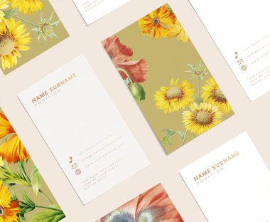 Çiçek kartvizit şablonu mockup ayarla