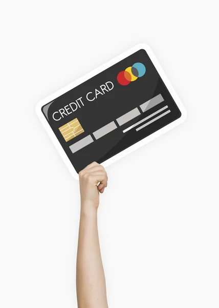 Mano Sosteniendo Accesorio Cartón Tarjeta Crédito — Foto de Stock