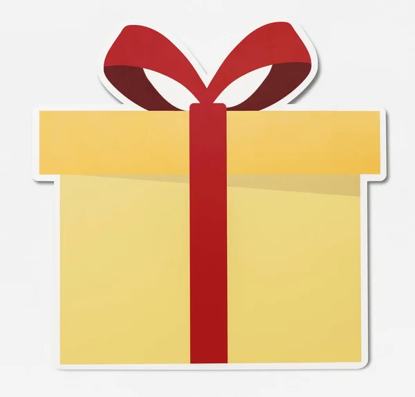 Gift Icon Red Ribbon Vector Illustration — Stock Photo, Image