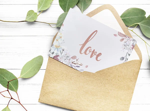 Conception Carte Vœux Amour Avec Une Enveloppe — Photo
