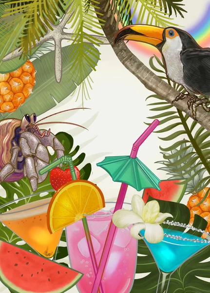 Tropikalny Tło Roślin Owoców — Zdjęcie stockowe