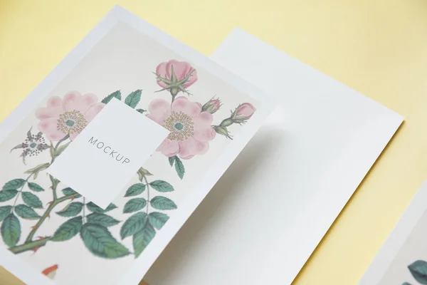 Virágos Esküvői Meghívó Kártya Makett — Stock Fotó