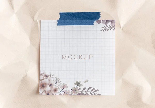 Papel Floral Rosa Nota Mockup — Fotografia de Stock