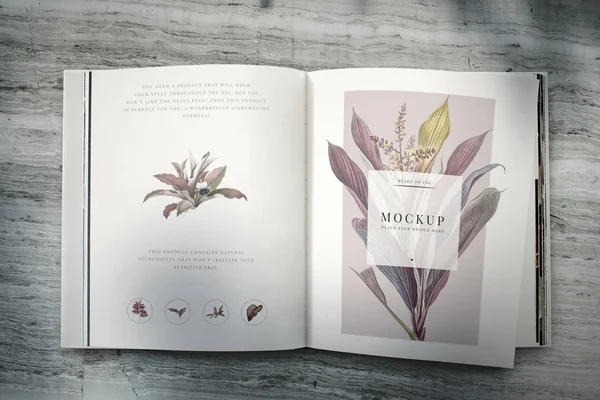 Floral Tijdschrift Mockup Met Lege Ruimte — Stockfoto