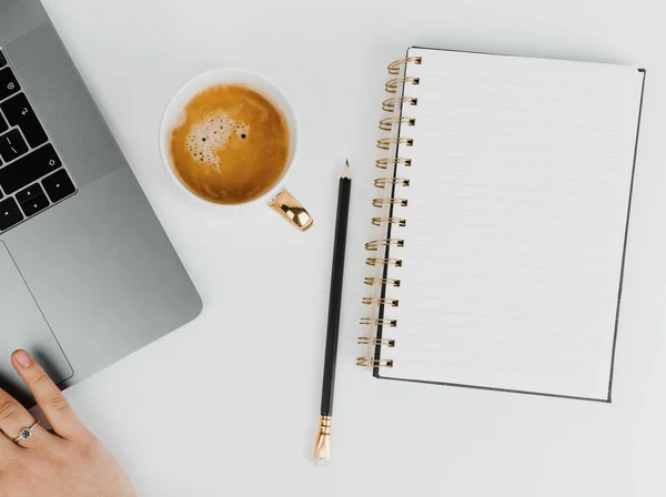 Vrouwelijke Blogger Met Behulp Van Een Laptop — Stockfoto