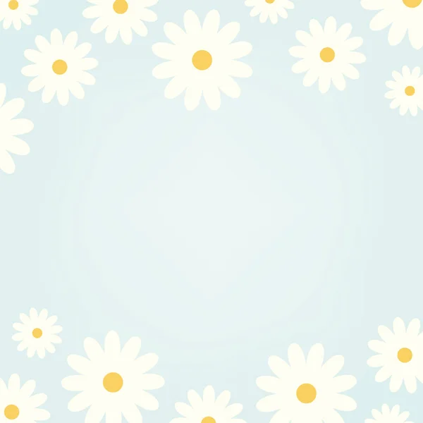 White Daisy Pattern Light Blue Background Vector — Stock Vector