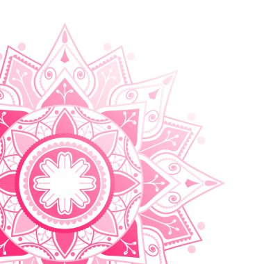 Beyaz arkaplanda pembe mandala deseni