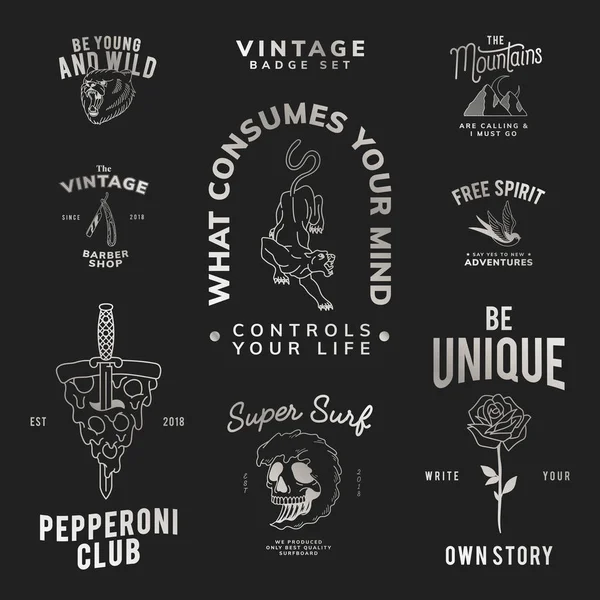 Motivazionale Vintage Distintivo Set Logo Vettoriale — Vettoriale Stock