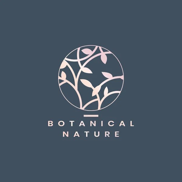 Naturaleza Botánica Círculo Insignia Vector — Vector de stock