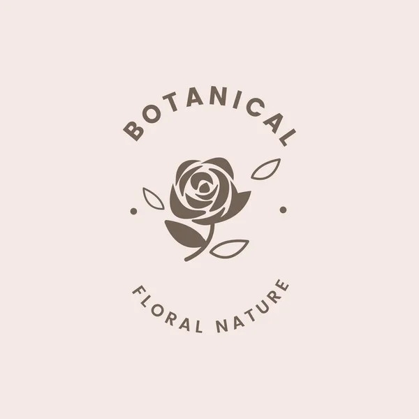 Botanical Floral Rosa Emblema Vetor —  Vetores de Stock