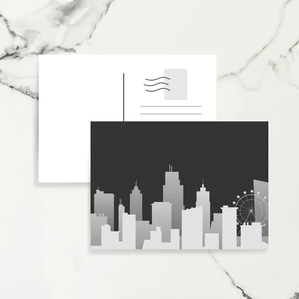 Stadsgezicht Silhouet Briefkaart Vector — Stockvector
